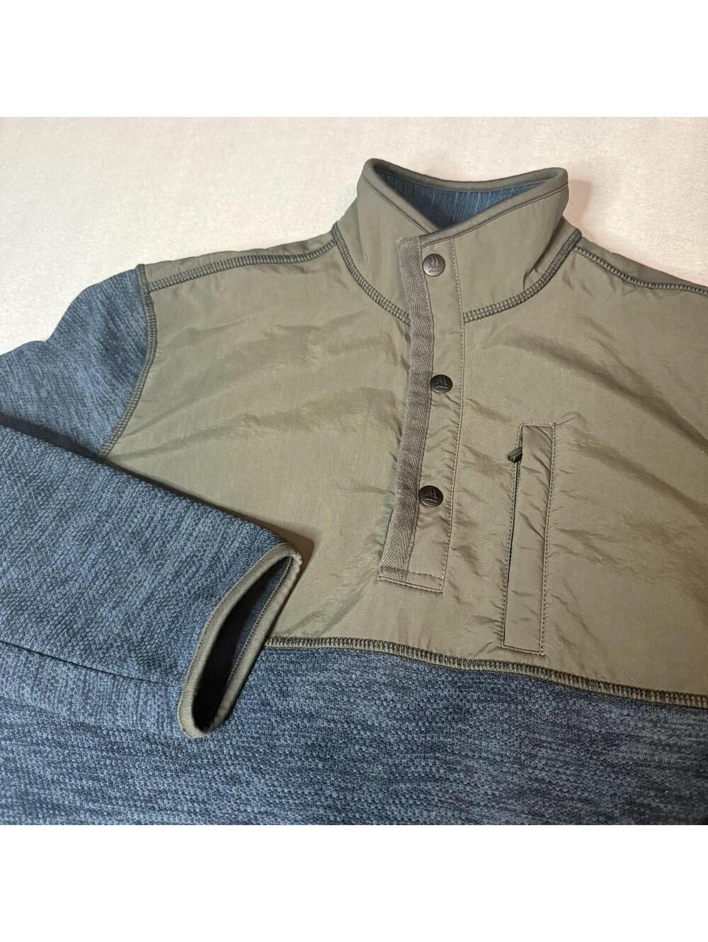 GH‎ BASS & CO Pullover Quarter Button Jacket Mens Size Large Blue Green Outdoors